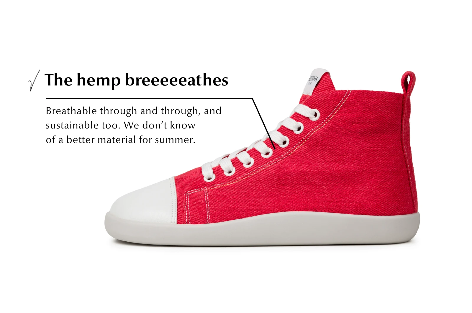 Кроссовки Ahinsa Street Hemp High-Top Barefoot — красный, фото 4